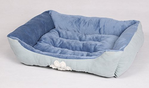 Reversible Rectangle Pet Bed w/ Dog Paw Printing, 25 by 21 inches