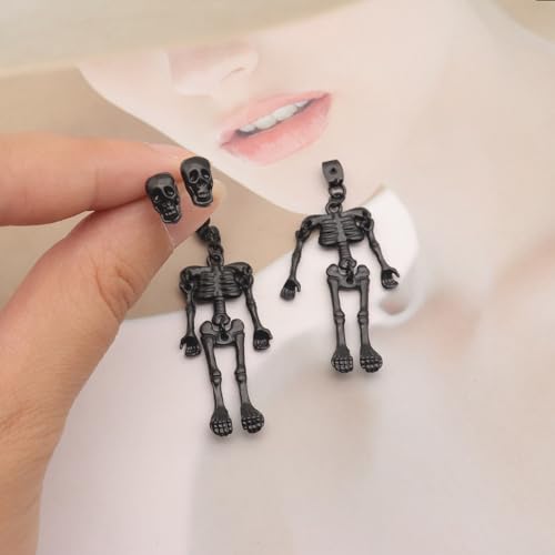 Gothic Skeleton Unique Earrings Punk Human Skull Funny Earrings Ghost Groom Bride Halloween Earrings