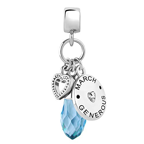 Jewelry Birthday Heart Love Simulated Birthstone Charms for Bracelets