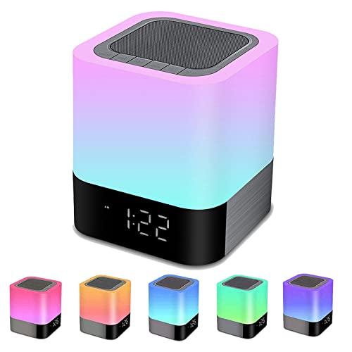 Bluetooth Speaker Night Lights, w/ Alarm Clock & MP3 Player, Touch Control