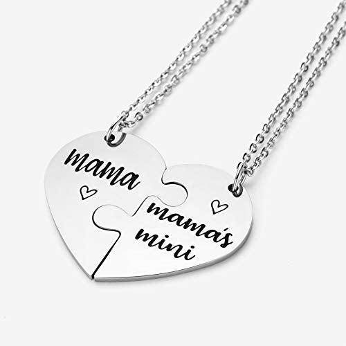 2 Pcs Set Matching Heart Necklaces for Mothers Day/Birthday Gift