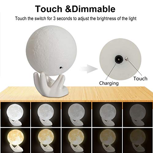 Moon Lamp Night Light  USB Charging & Touch Control Brightness Warm & Cool White