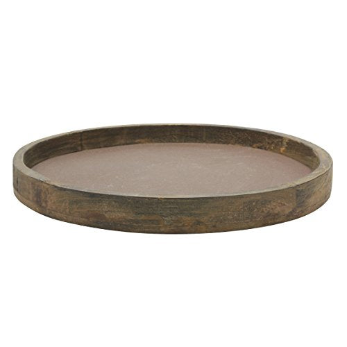 Rustic Natural Wood & Metal Candle Holder Tray