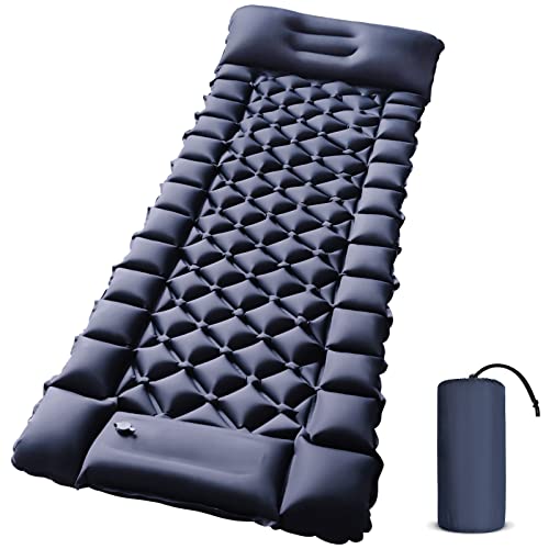 Camping Sleeping Pad - Ultralight Foot Press Inflatable  w/ Built-in Pump