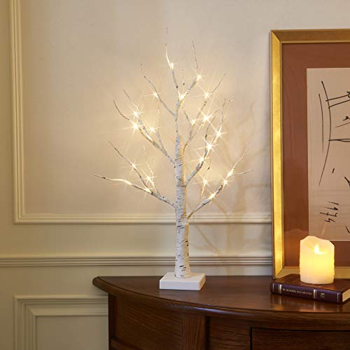 2FT 24LT Warm White LED Battery Operated Birch Tree Light w/ Timer