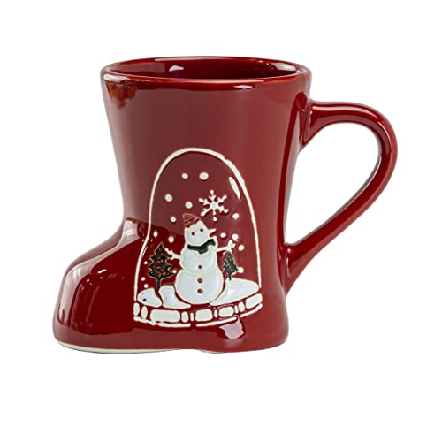 ( Set of 4) Novelty Christmas Santa Boot Shaped Ceramic Coffee Mugs 12-Ounce