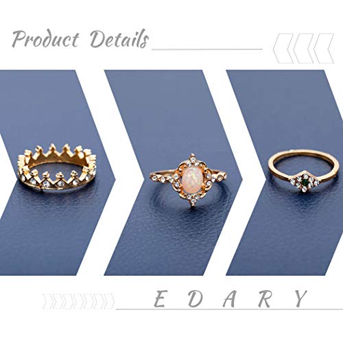 Vintage Ring Set Carved Knuckle Crystal Rings Set Gold Stackable Midi Rings Finger Jewelry for Women