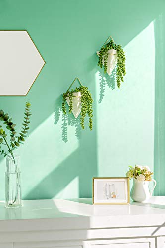 2 Pack  Hanging Vase w/ Artificial Succulent Plants