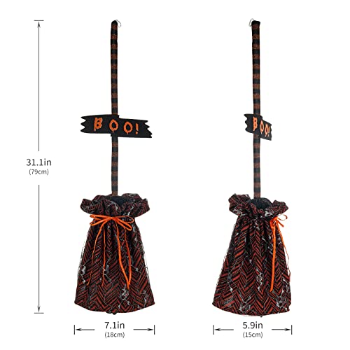 Lighted Halloween Witch's Broom, Spooky Halloween Party Decorations Home Ornament