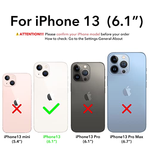 Compatible with iPhone 13 Case 6.1, Slim Liquid Silicone 3 Layers Full Covered Soft Gel Rubber Case Cover
