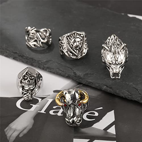 Vintage Silver Open Punk Rings for Men Women