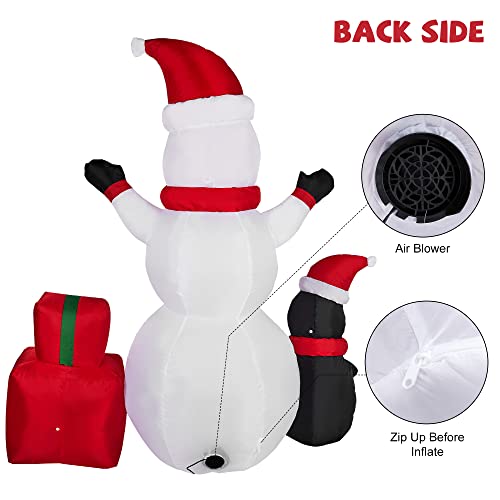 6 FT Christmas Inflatable Snowman and Penguin w/ LEDs