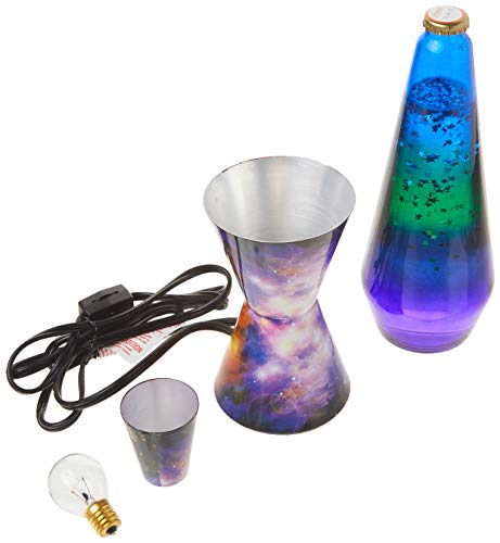 Lava Lamp 2600 14.5-inch, with Silver Glitter Clear Liquid, Tri-Colored Globe Galaxy Base