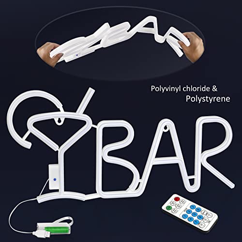 Bar Neon Signs w/ 8 Kind LED Lighting Modes & Remote Control, USB/AA Battery-Powered