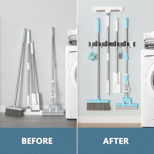 Holder Wall Organization and Storage Organizer(4 Positions with 4 Hooks, Black)