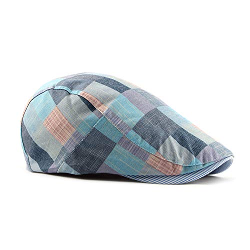 Men Adjustable Colorful Striped Plaid Ivy Newsboy Cabbie Gatsby Cotton Caps