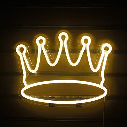 Large Led Crown Neon Light Wall Hanging Lights Art Decoration (White)