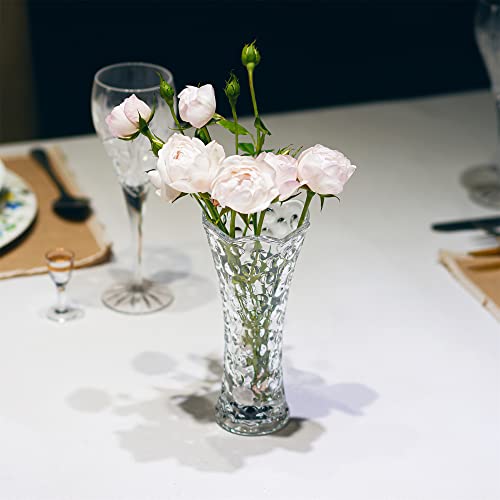 Glass Flower Vase, Small Clear Vase for Flowers, Clear Crystal Vases for Centerpieces, Bud Vases