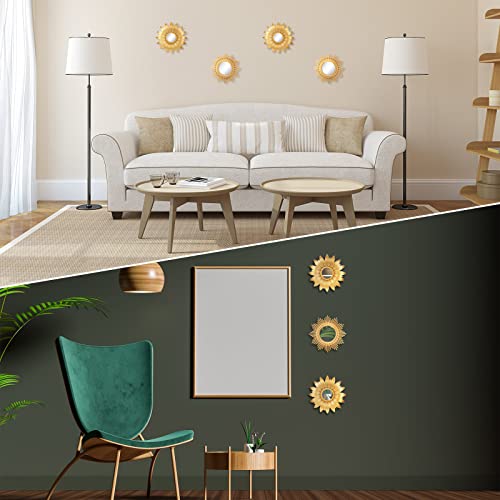 4 Pieces Big Gold Sunburst Wall Mirror for Wall Decoration