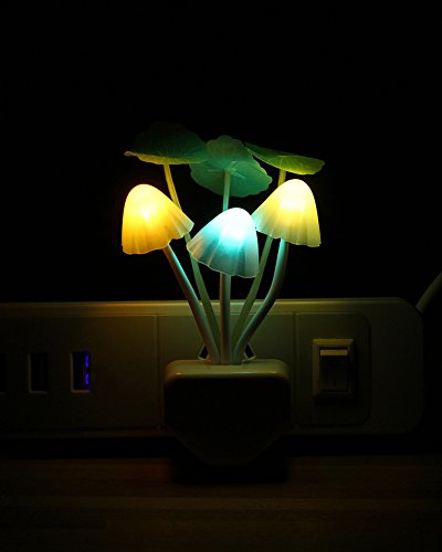 Sensor Led Night Light, Color Changing Plug-in Mushroom Dream Bed Lamp