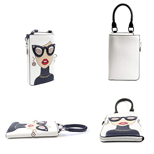 Novelty Lady Face Shoulder Bags Funky PU Leather Top Handle Satchel Handbags Clutch Purse for Women