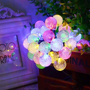 Solar String Lights 60 Led 35.6 Feet Crystal Globe  w/ 8 Lighting Modes