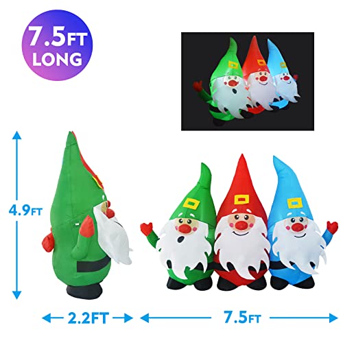 7 FT Length Christmas Inflatable Three Santa Claus w/ LEDs