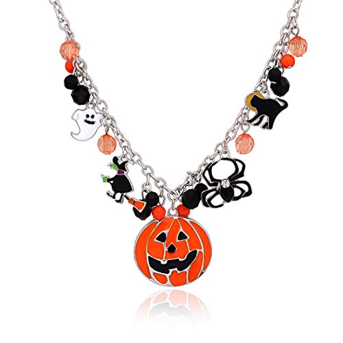 Halloween Spider Pendant Necklace Skull Bat Charms Necklace Party Ghost Chain Choker Necklaces