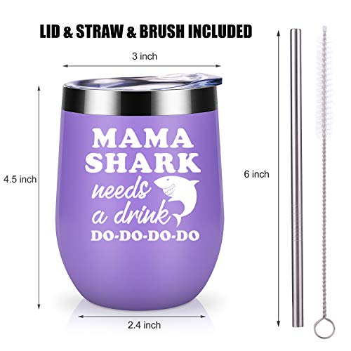 Wine Tumbler Mommy Shark Cup for Mothers Day/Birthday Gift