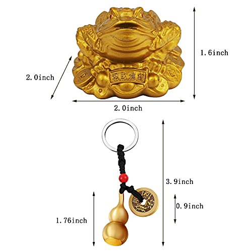 3 Pieces Feng Shui Money Frog Knot Lucky Coins Feng Shui Brass Wu Lou Coin Keychain