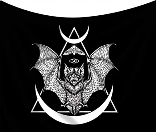 Bat Tapestry Occult Bat Tapestry Bat Wall Hanging Wall Art Black and White Bat Bedroom