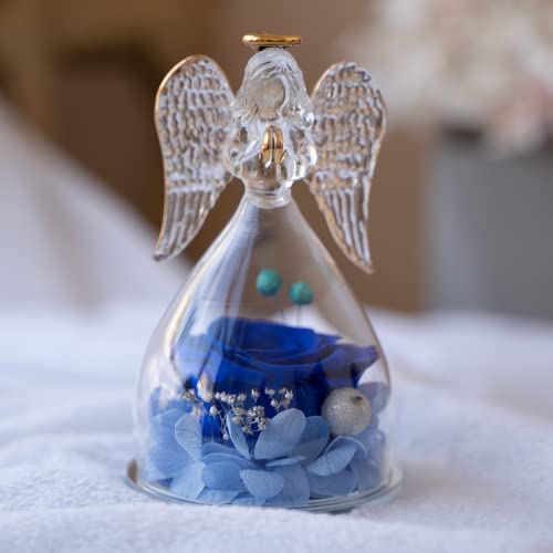 Preserved Real Rose Glass Angel Figurine Gifts for Mothers Day