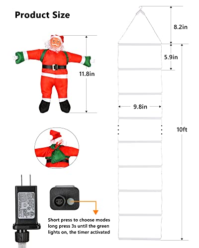 10ft Christmas Decorative Ladder Lights w/ Santa Claus