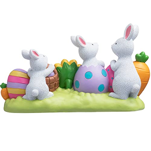 Happy Easter Tabletop Decoration Easter Figurine Bunny and Egg Centerpiece Decoration