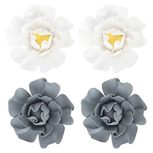 4 Pcs Ceramic Flower Wall Decoration