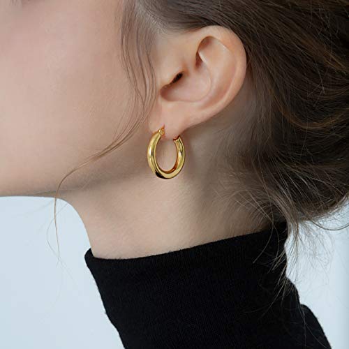 6 Pairs Gold Chunky Hoop Earrings Set for Women Hypoallergenic