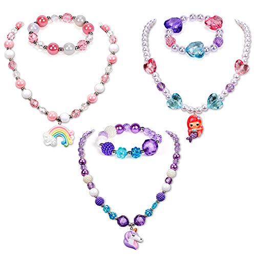 3 Sets Girl Princess Necklace & Bracelet