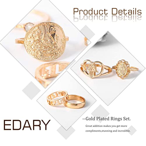 Vintage Ring Set Carved Knuckle Crystal Rings Set Gold Stackable Midi Rings Finger Jewelry for Women