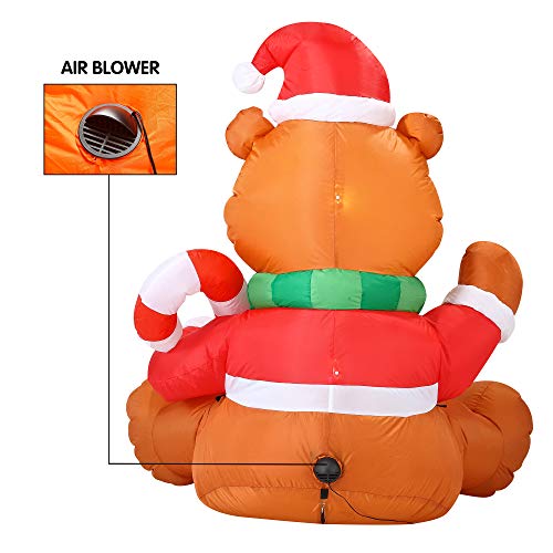 5 FT Christmas Teddy Bear Inflatable with Build-in LEDs