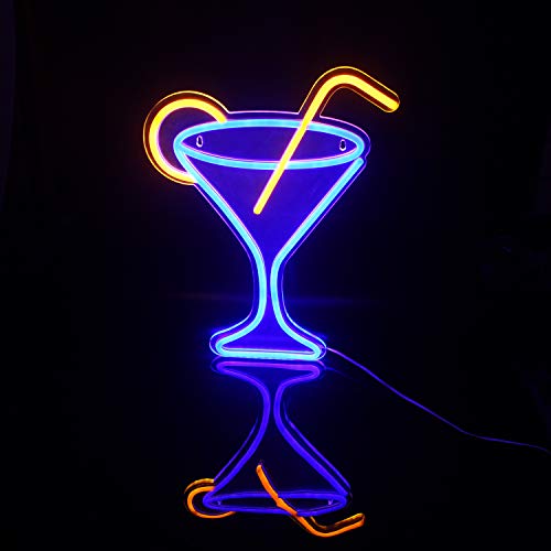 Cocktail Martini Neon Signs for Room Night Light Decoration USB Operated (17”x 13”)