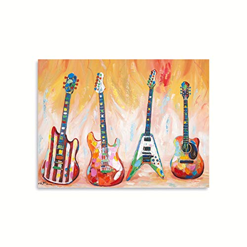 Guitar Art Wall Decor Framed Ready to Hang 16x12"