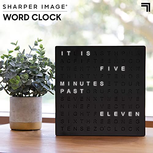 Electronic Word Clock w/ LED Light Display, USB Cord and Power Adapter, 7.75” Square Face