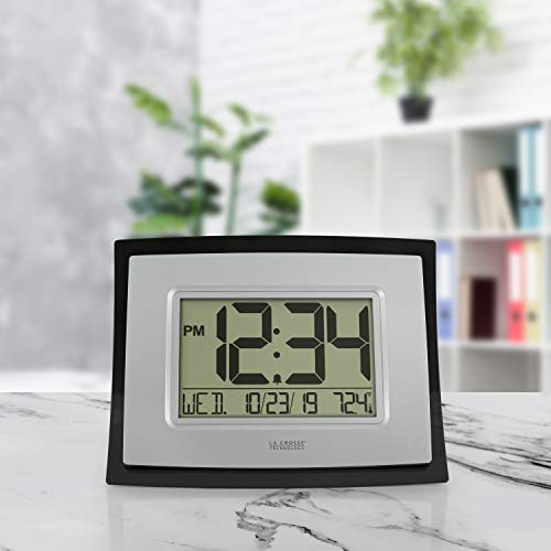 Digital Black Clock with Indoor Temperature