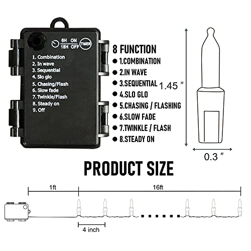 50 LED Battery Operated 16ft Christmas Lights Decoration