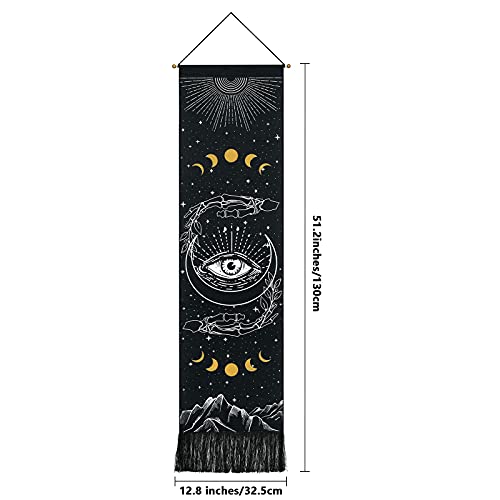 Skull Tapestry Moon Phase Tapestry Stars Starry  Black Skeleton Tapestry Butterflies Tapestry