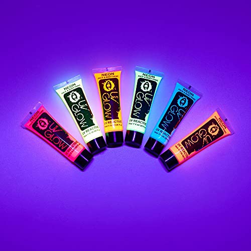 UV Glow Blacklight Face and Body Paint 0.34oz - Set of 6 Tubes - Neon Fluorescent