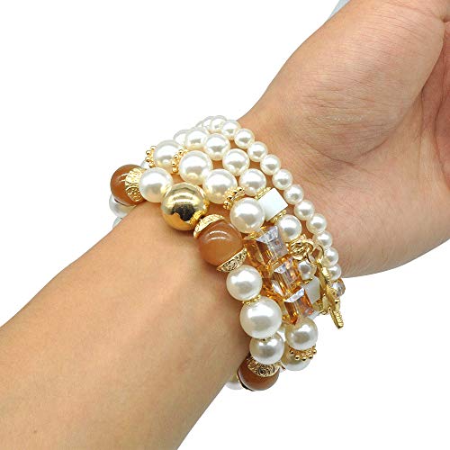 Pearl Charm Bracelet Set for Women