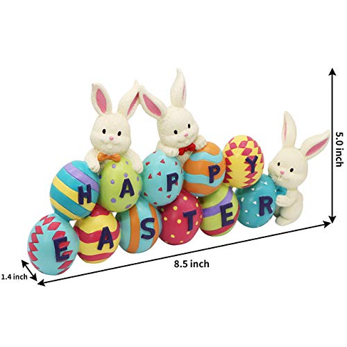 Happy Easter Tabletop Decoration Easter Figurine Bunny and Egg Centerpiece Decoration