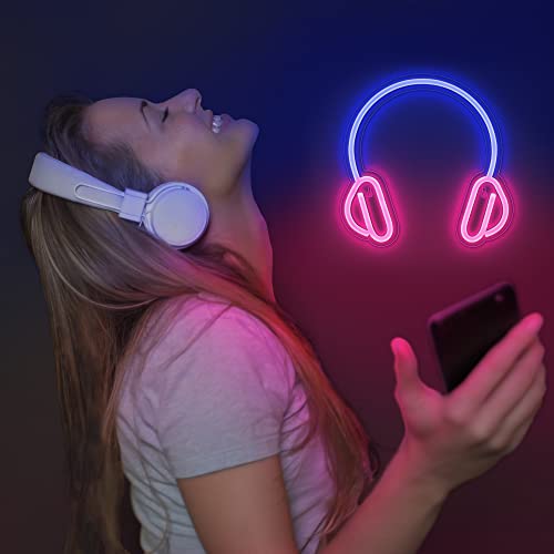 Headphone Neon Sign - Neon Lights for Game Room Wall Decor