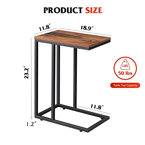 C Shaped End Table for Sofa Couch & Bed